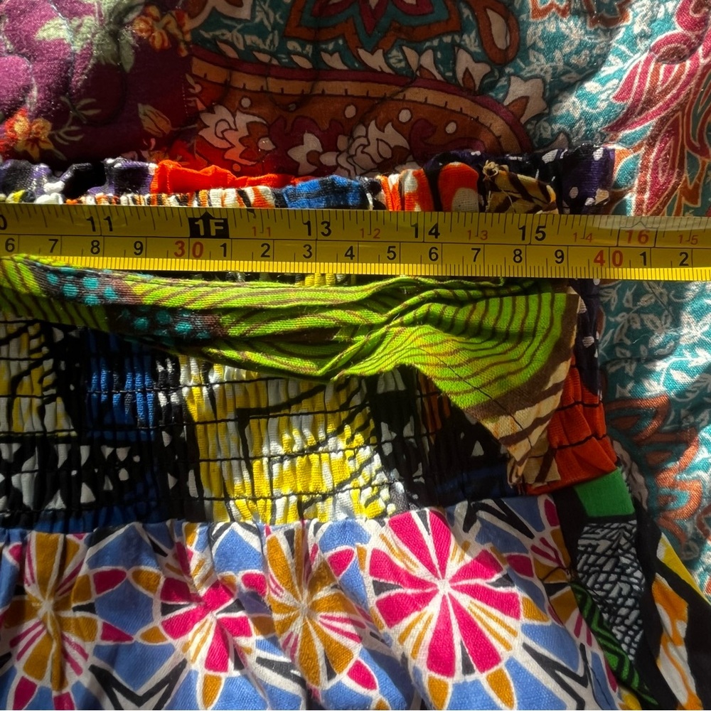 Vibrant Multicolor Patchwork Print Maxi Skirt Ful… - image 6